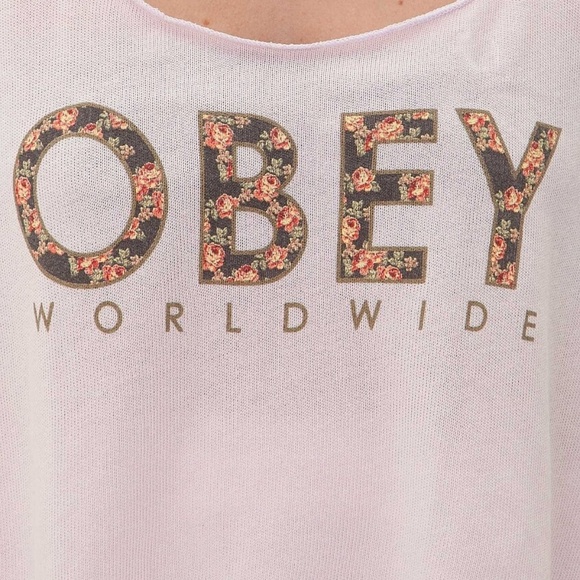 NWT Obey Floral Cropped Tank Top tee shirt cami large - Picture 5 of 5